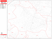 Hacienda Heights Wall Map Red Line Style